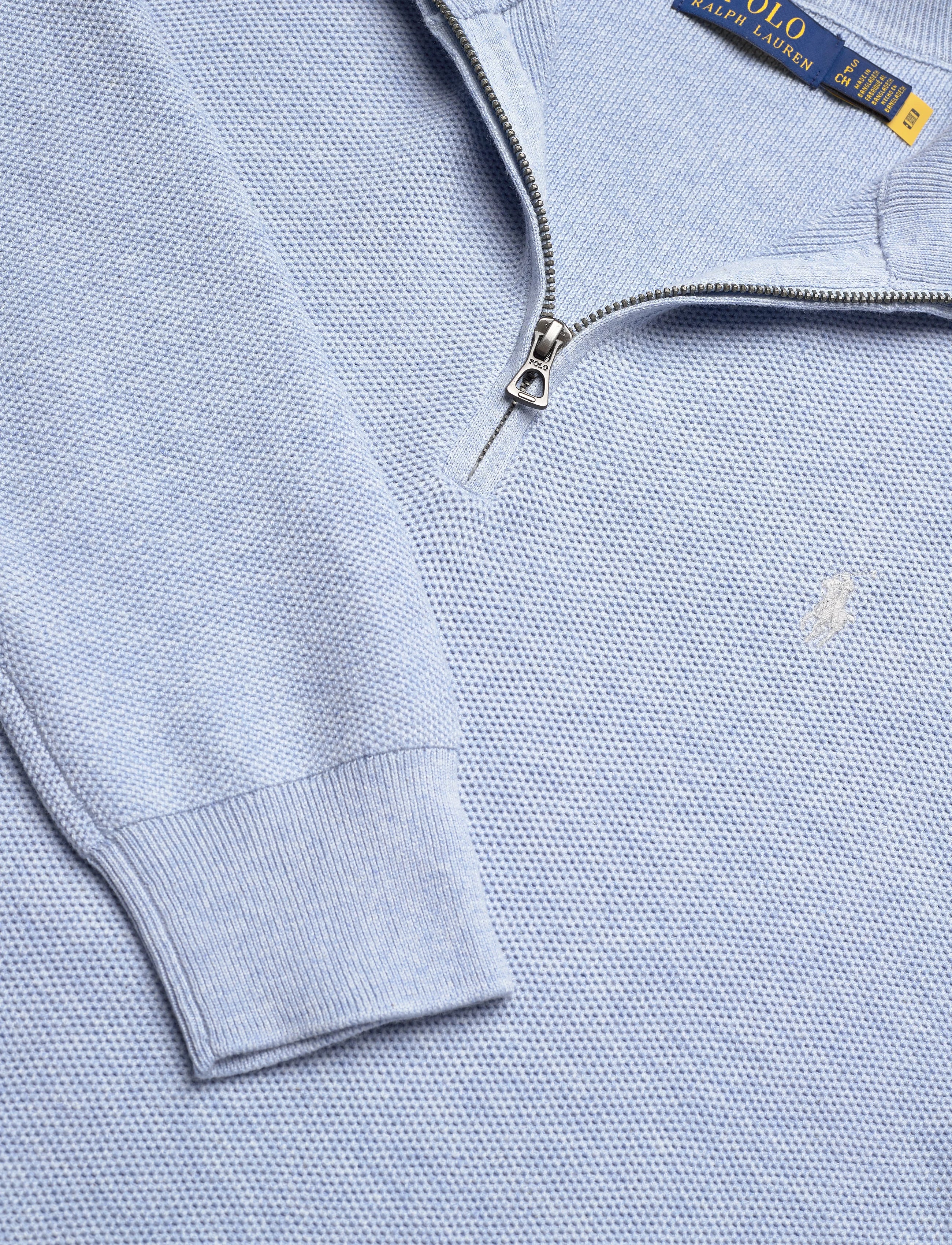 Polo Ralph Lauren Mesh-Knit Cotton Quarter-Zip Sweater