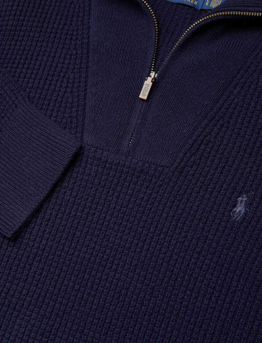 Polo Ralph Lauren Waffle Wool-Cotton Quarter-Zip Sweater