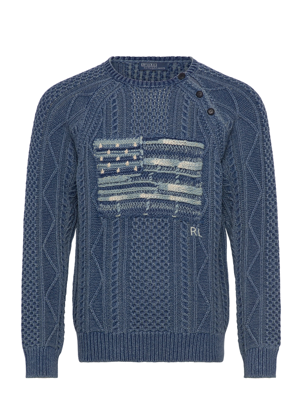 Polo Ralph Lauren Aran-Knit Flag Cotton Sweater