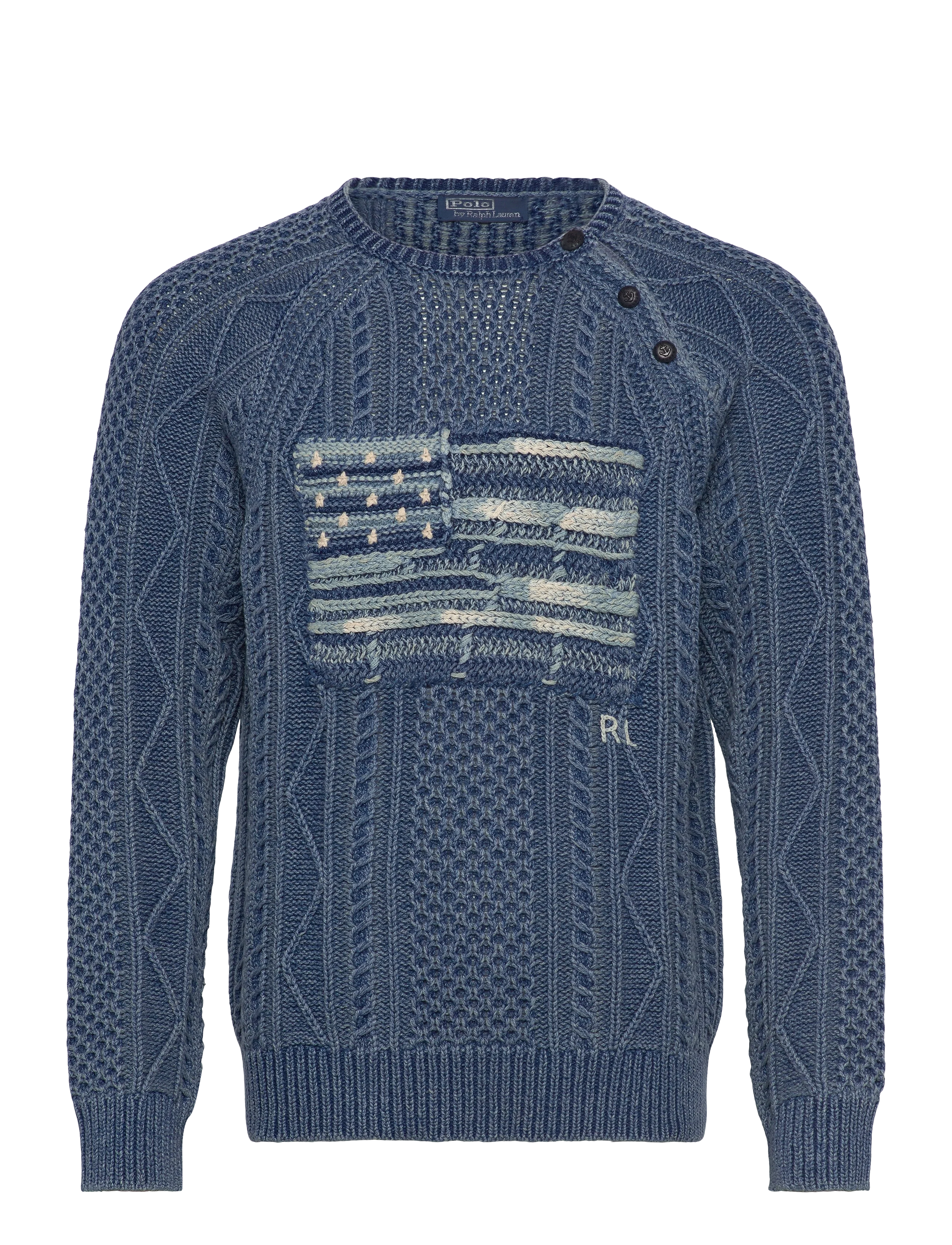 Polo Ralph Lauren Aran-Knit Flag Cotton Sweater