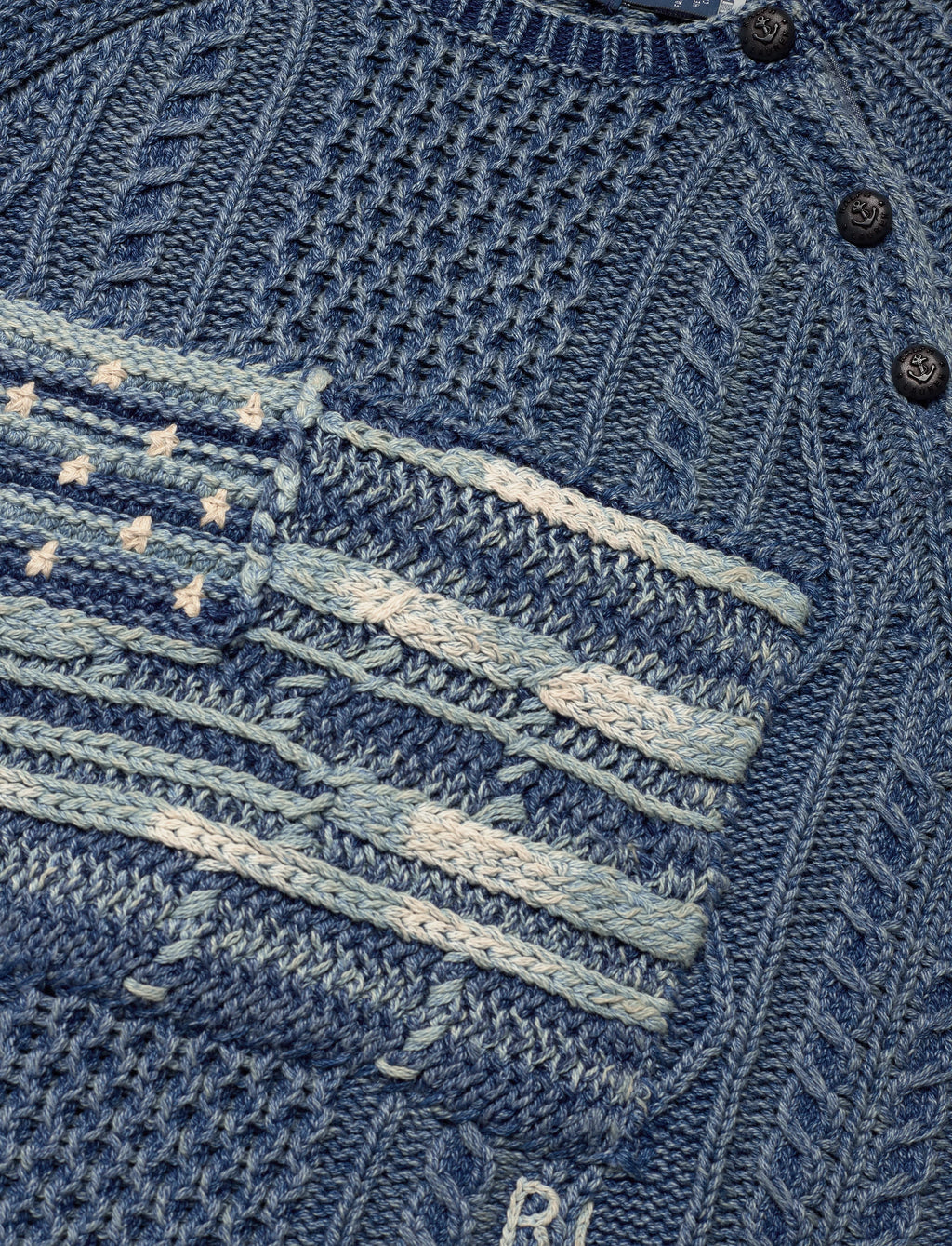 Polo Ralph Lauren Aran-Knit Flag Cotton Sweater